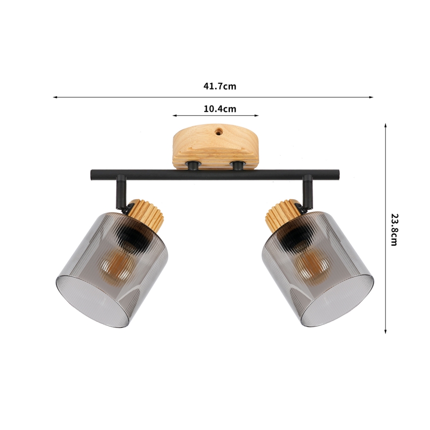 Brilagi - punktvalgusti HYGGE 2xE14/15W/230V puit/suitsuhall