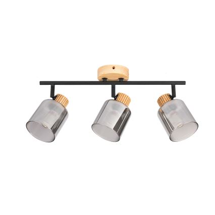 Brilagi - punktvalgusti HYGGE 3xE14/15W/230V puit/suitsune