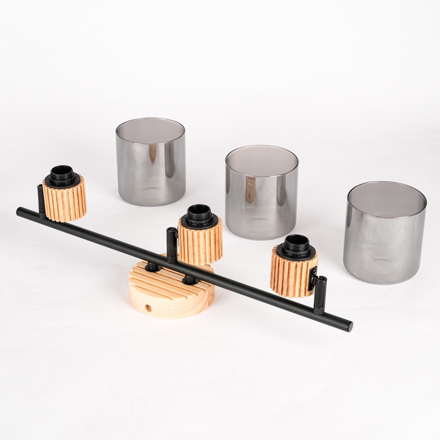 Brilagi - punktvalgusti HYGGE 3xE14/15W/230V puit/suitsune