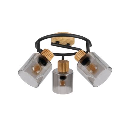 Brilagi - Punktvalgusti HYGGE 3xE14/15W/230V puit/suitsune