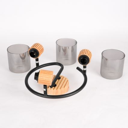 Brilagi - Punktvalgusti HYGGE 3xE14/15W/230V puit/suitsune