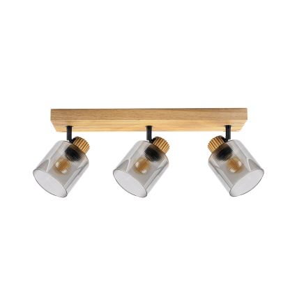 Brilagi - Punktvalgusti HYGGE 3xE14/15W/230V puit/suitsune