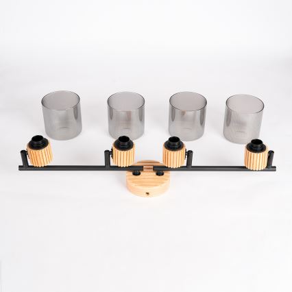 Brilagi - Punktvalgusti HYGGE 4xE14/15W/230V puit/suitsune