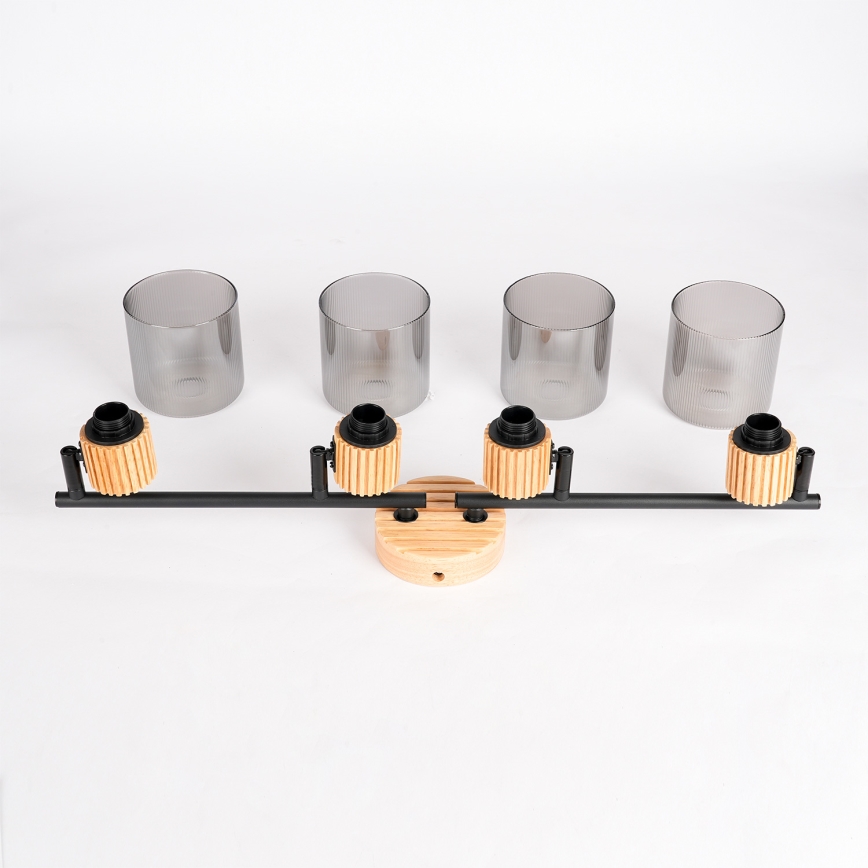 Brilagi - Punktvalgusti HYGGE 4xE14/15W/230V puit/suitsune