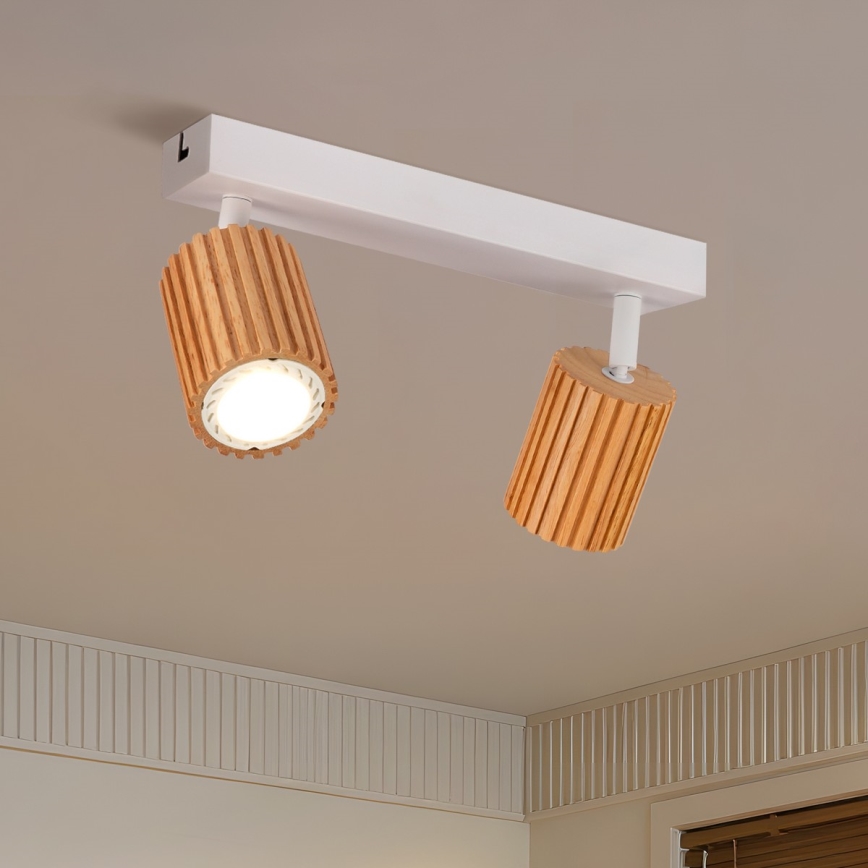 Brilagi - Punktvalgusti MODERN WOOD 2xGU10/8W/230V kummipuit/valge