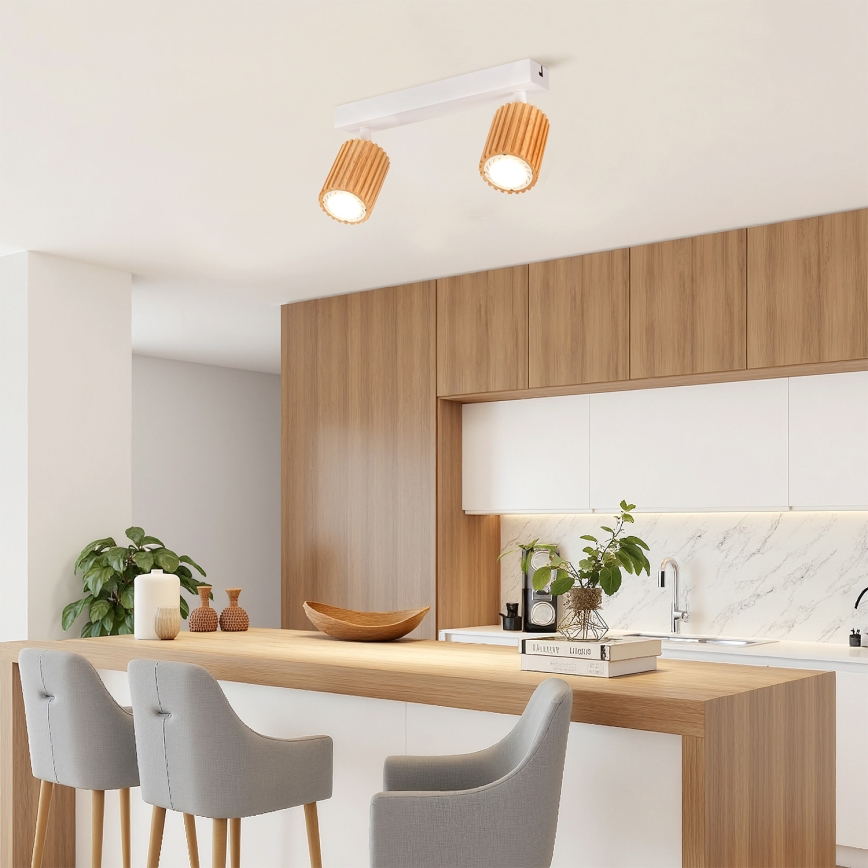 Brilagi - Punktvalgusti MODERN WOOD 2xGU10/8W/230V kummipuit/valge