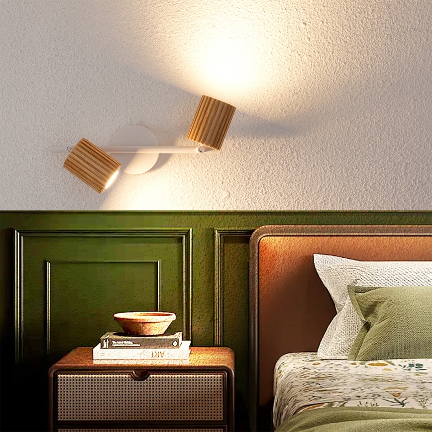 Brilagi - punktvalgusti MODERN WOOD 2xGU10/8W/230V puit/valge