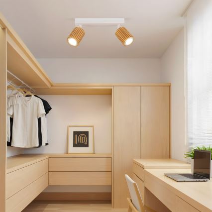Brilagi - Punktvalgusti MODERN WOOD 2xGU10/8W/230V puit/valge