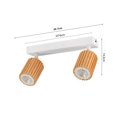 Brilagi - Punktvalgusti MODERN WOOD 2xGU10/8W/230V puit/valge