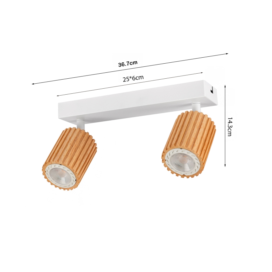 Brilagi - Punktvalgusti MODERN WOOD 2xGU10/8W/230V puit/valge