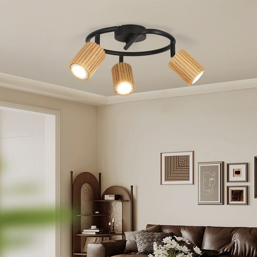 Brilagi - Punktvalgusti MODERN WOOD 3xGU10/8W/230V puit/must