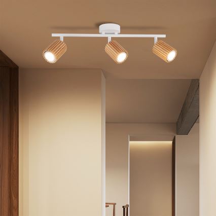 Brilagi - Punktvalgusti MODERN WOOD 3xGU10/8W/230V puit/valge