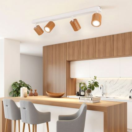Brilagi - Punktvalgusti MODERN WOOD 4xGU10/8W/230V kummipuit/valge