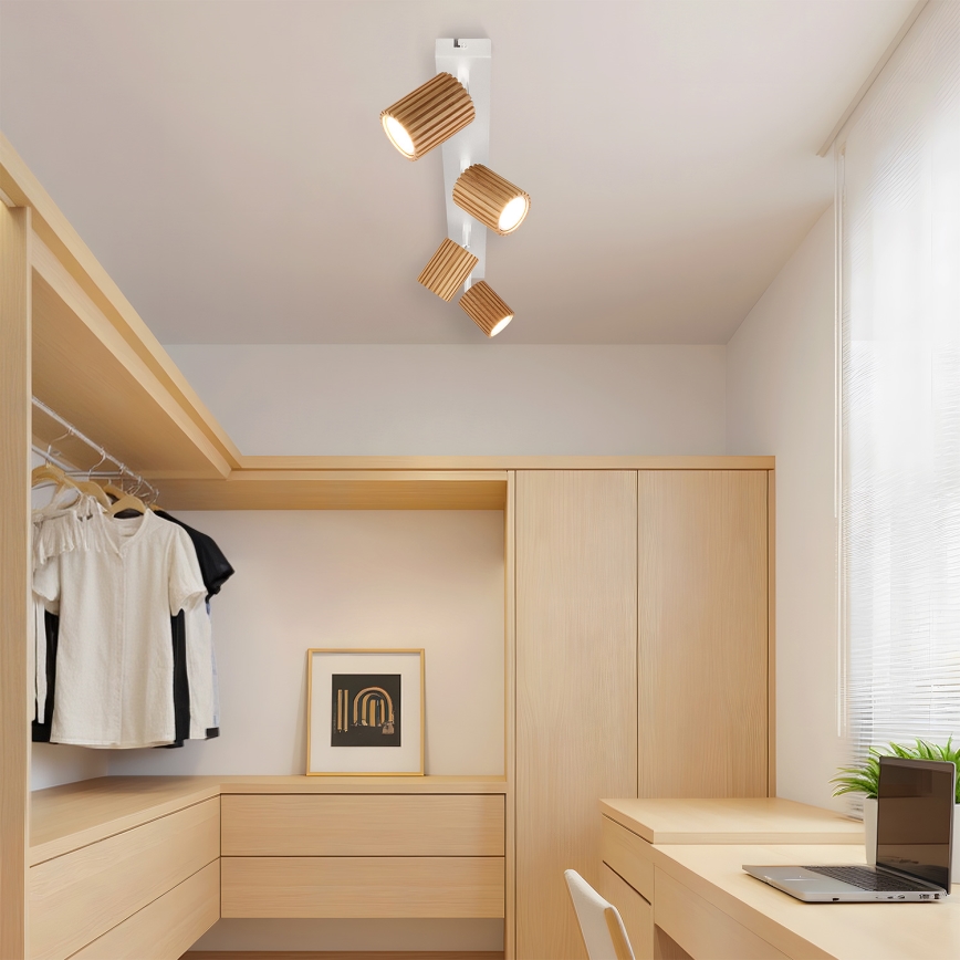 Brilagi - Punktvalgusti MODERN WOOD 4xGU10/8W/230V kummipuit/valge
