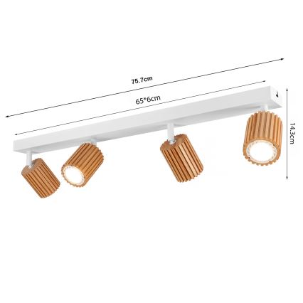 Brilagi - Punktvalgusti MODERN WOOD 4xGU10/8W/230V kummipuit/valge