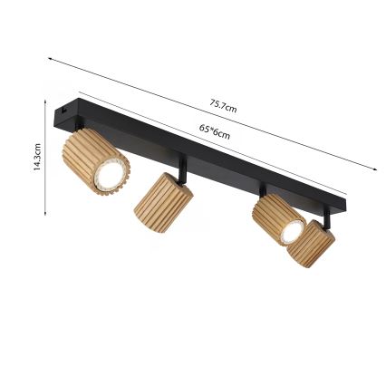 Brilagi - Punktvalgusti MODERN WOOD 4xGU10/8W/230V puit/must