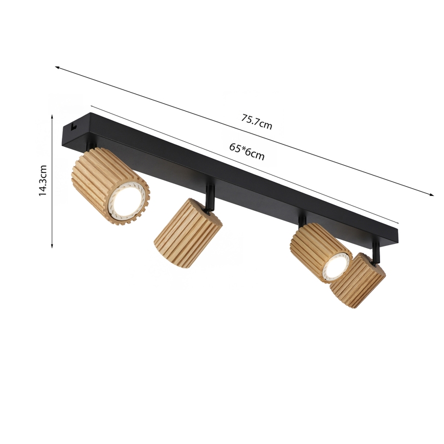 Brilagi - Punktvalgusti MODERN WOOD 4xGU10/8W/230V puit/must