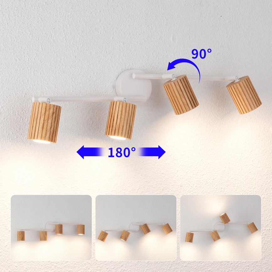Brilagi - punktvalgusti MODERN WOOD 4xGU10/8W/230V puit/valge