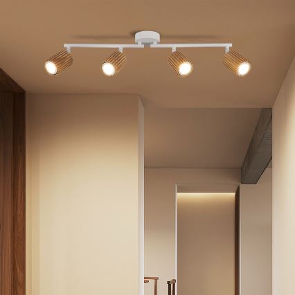Brilagi - punktvalgusti MODERN WOOD 4xGU10/8W/230V puit/valge