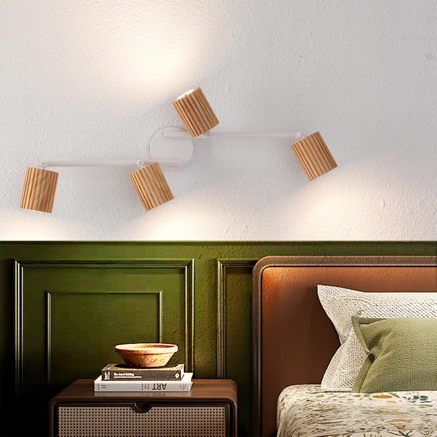 Brilagi - punktvalgusti MODERN WOOD 4xGU10/8W/230V puit/valge