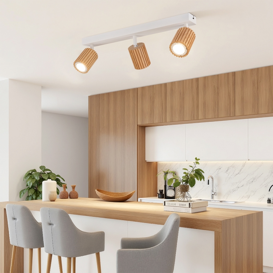 Brilagi - punktvalgusti MODERN WOOD 4xGU10/8W/230V puit/valge