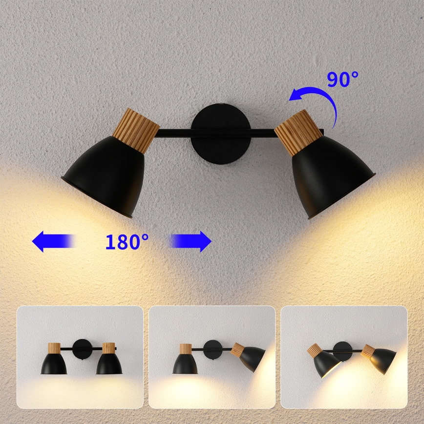 Brilagi - Punktvalgusti ODENSE 2xE14/10W/230V kummipuit/must