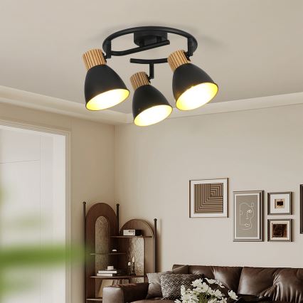 Brilagi - punktvalgusti ODENSE 3xE14/10W/230V puit/must