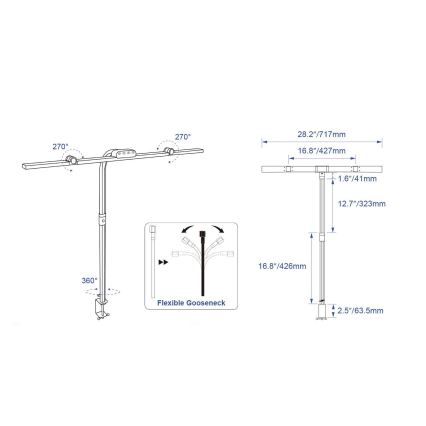 Brilagi - LED-hämardatav puutetundlik laualamp klambriga VARIO LED/24W/230V 3000-6500K CRI 92 must
