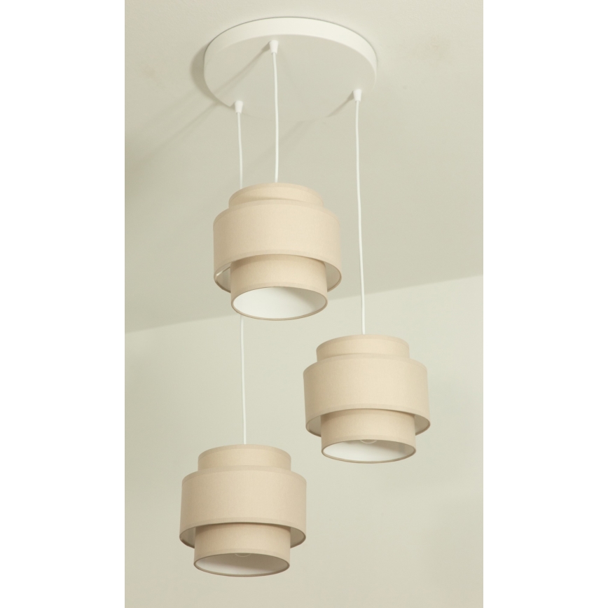 Brilagi - RESNA ripplamp kaablil 3xE27/60W/230V, Ø 45 cm, beež