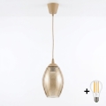 BRILAGI - RETRO GLASS LED-lühter kaablil 1xE27/60W/230V, läbimõõt 17 cm, beež/suitsune beež