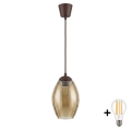 BRILAGI - RETRO GLASS LED-ripats kaablil 1xE27/60W/230V läbimõõt 17 cm pruun/suitsune beež