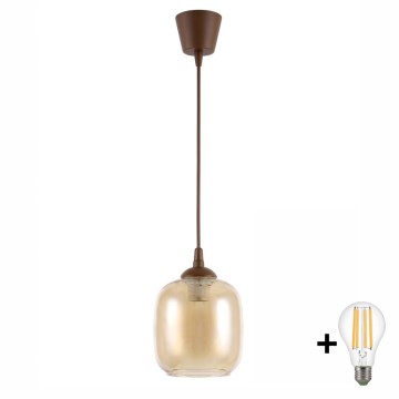 BRILAGI - RETRO GLASS LED-rippvalgusti kaabliga 1xE27/60W/230V läbimõõt 14 cm pruun / suitsune pruun