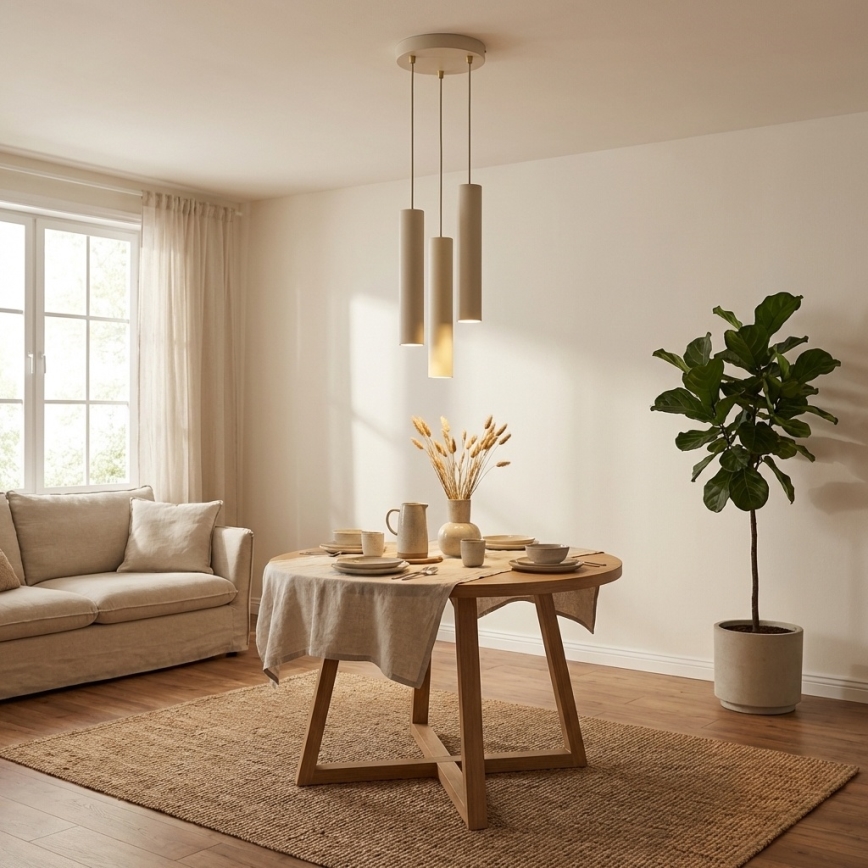 Brilagi - Ripatslaelamp kaabliga 3xGU10/15W/230V beež/kuldne