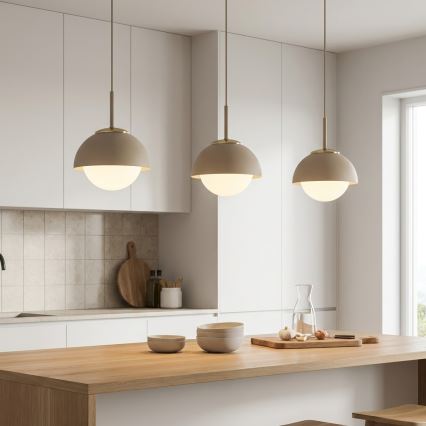 Brilagi - ripatslamp kaabliga 1xE27/60W/230V, läbimõõt 18 cm, beež/kuldne