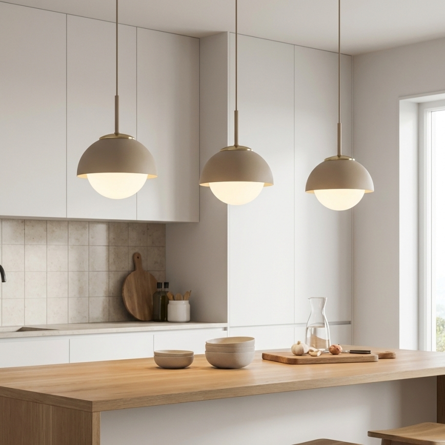 Brilagi - ripatslamp kaabliga 1xE27/60W/230V, läbimõõt 18 cm, beež/kuldne