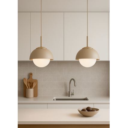 Brilagi - ripatslamp kaabliga 1xE27/60W/230V, läbimõõt 18 cm, beež/kuldne