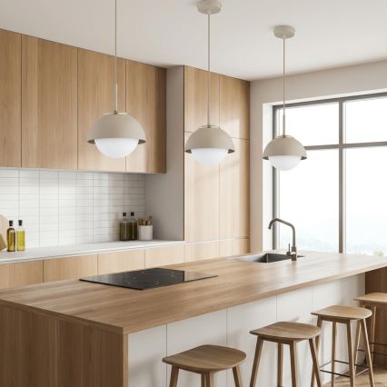 Brilagi - ripatslamp kaabliga 1xE27/60W/230V, läbimõõt 18 cm, beež/kuldne