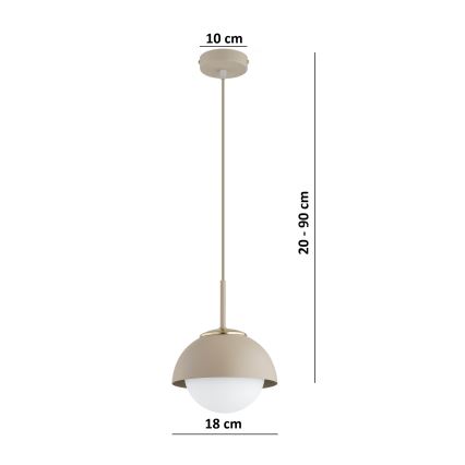 Brilagi - ripatslamp kaabliga 1xE27/60W/230V, läbimõõt 18 cm, beež/kuldne