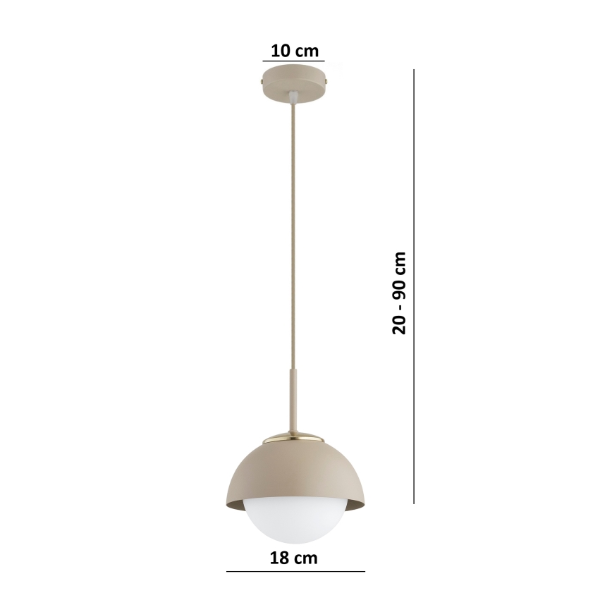 Brilagi - ripatslamp kaabliga 1xE27/60W/230V, läbimõõt 18 cm, beež/kuldne