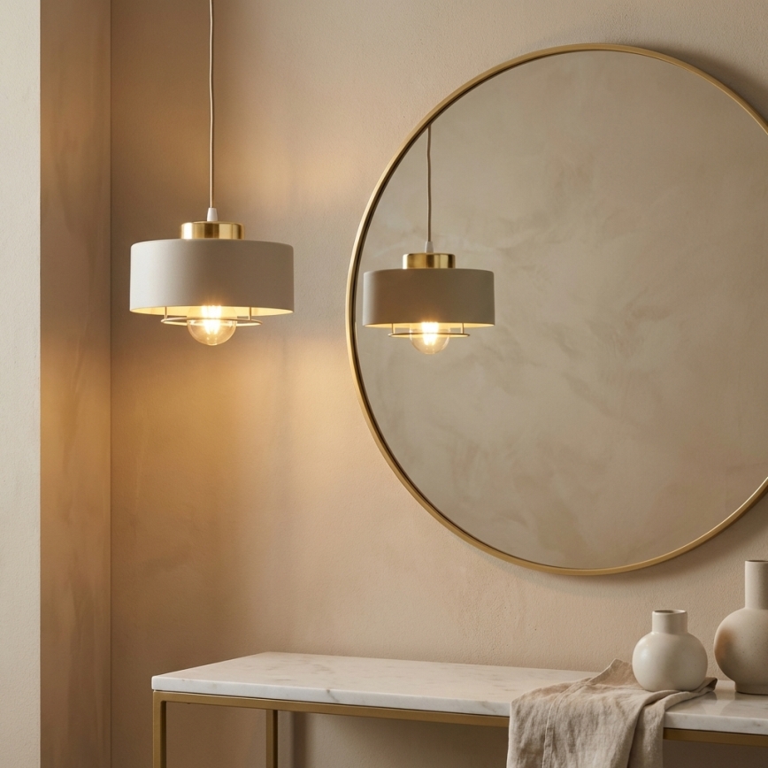 Brilagi - Ripatslamp traadiga 1xE27/60W/230V läbimõõt 20 cm beež/kuldne