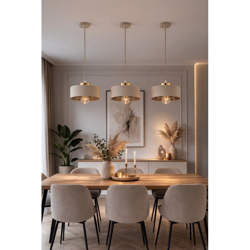 Brilagi - Ripatslamp traadiga 1xE27/60W/230V läbimõõt 20 cm beež/kuldne