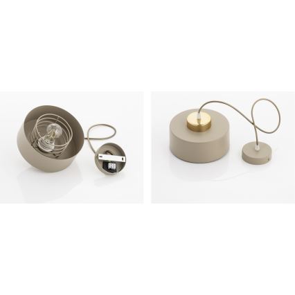 Brilagi - Ripatslamp traadiga 1xE27/60W/230V läbimõõt 20 cm beež/kuldne