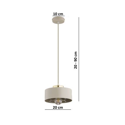 Brilagi - Ripatslamp traadiga 1xE27/60W/230V läbimõõt 20 cm beež/kuldne