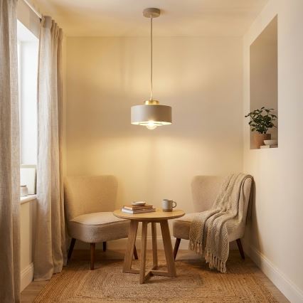 Brilagi - Ripatslamp traadiga SPRING 1xE27/60W/230V läbimõõt 20 cm beež/kuldne