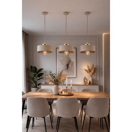 Brilagi - Ripatslamp traadiga SPRING 1xE27/60W/230V läbimõõt 20 cm beež/kuldne