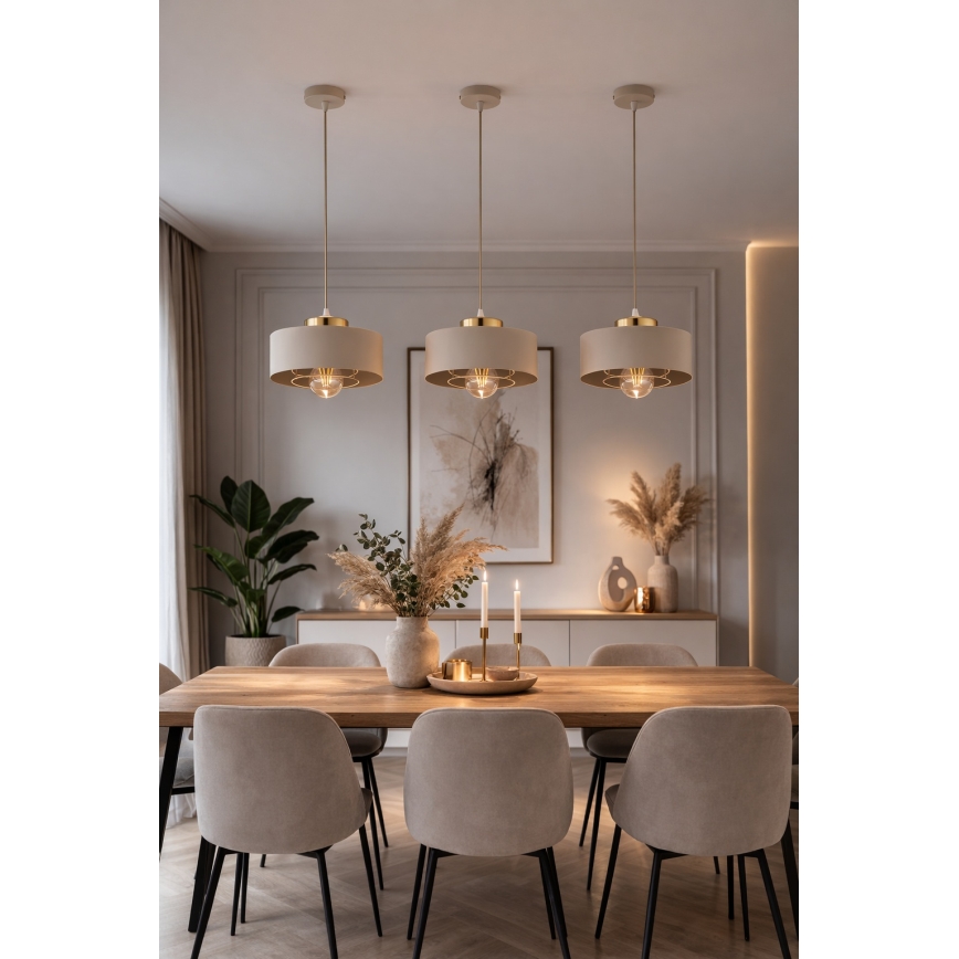 Brilagi - Ripatslamp traadiga SPRING 1xE27/60W/230V läbimõõt 20 cm beež/kuldne