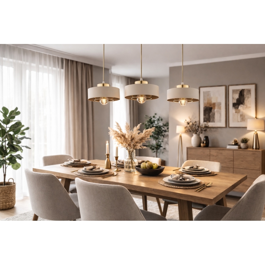 Brilagi - Ripatslamp traadiga SPRING 1xE27/60W/230V läbimõõt 20 cm beež/kuldne
