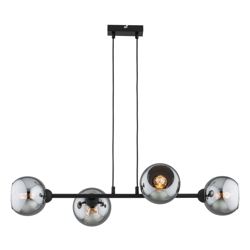 Brilagi - Ripatslühter juhtmega DIOR 4xE27/60W/230V must/suitsuhall