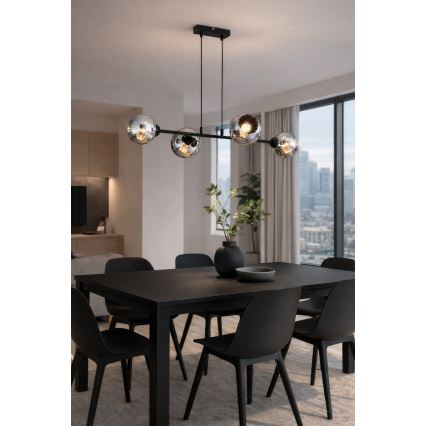 Brilagi - Ripatslühter juhtmega DIOR 4xE27/60W/230V must/suitsuhall