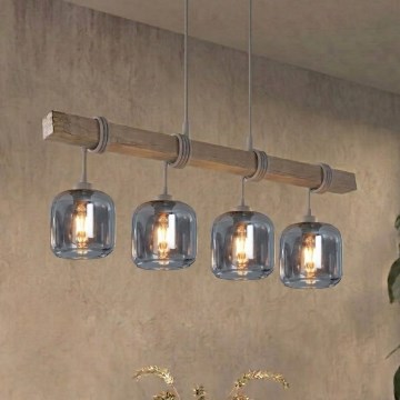 BRILAGI - Ripatslühter juhtmel WOOD GLASS 4xE27/60W/230V mänd/hall/suitsuhall